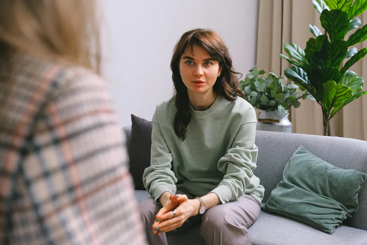 Woman in office receiving Counselling